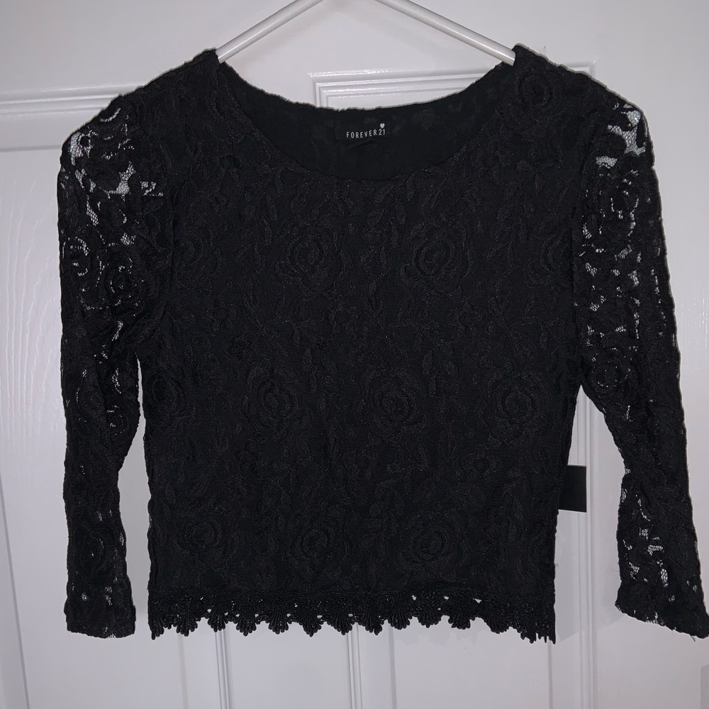 Black Lace Long Sleeve Shirt